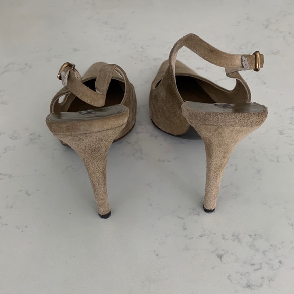 Ralph Lauren Collection taupe suede slingback 7b - Picture 4 of 6